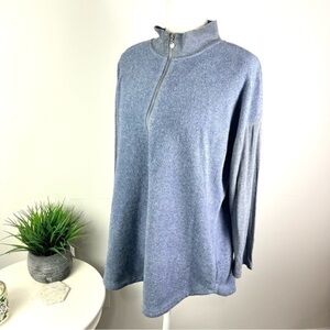 Soft Surroundings sweater womens size medium half zip blue mock neck long sleeve